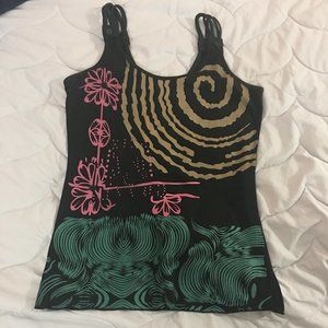Black Tank Top with Colorful Flower Design